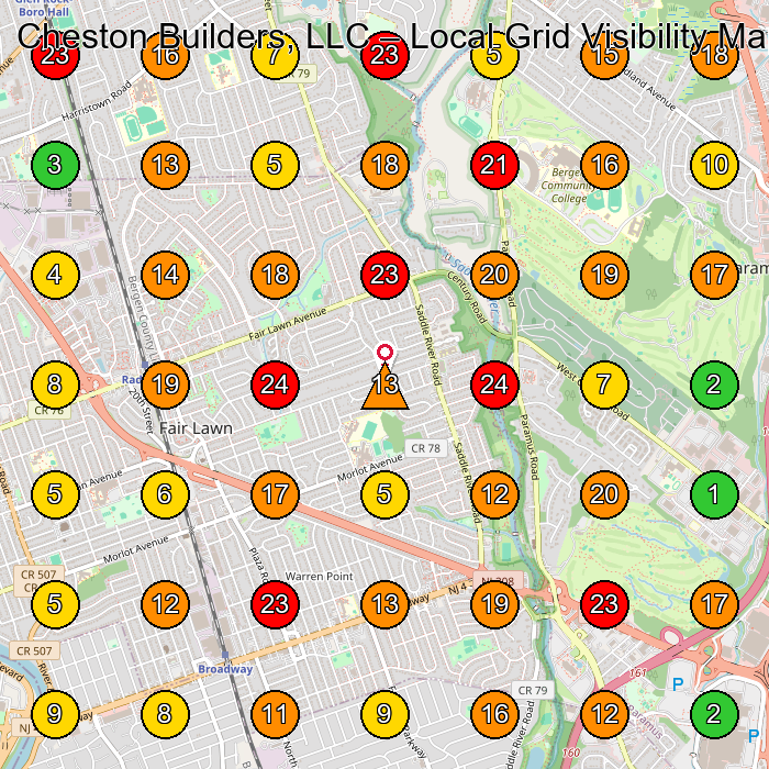 Cheston Builders, LLC Contractor GeoGrid ranking map for Fair Lawn NJ