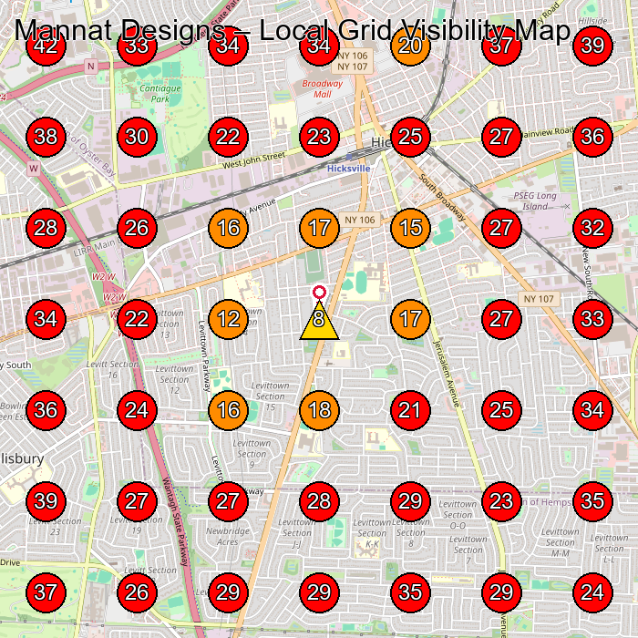 Mannat Designs GeoGrid visibility map for Boutique in Oyster Bay