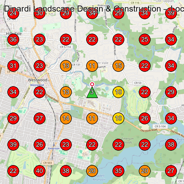 Dinardi Landscape Design & Construction GeoGrid visibility map for Landscaper in Hillsdale