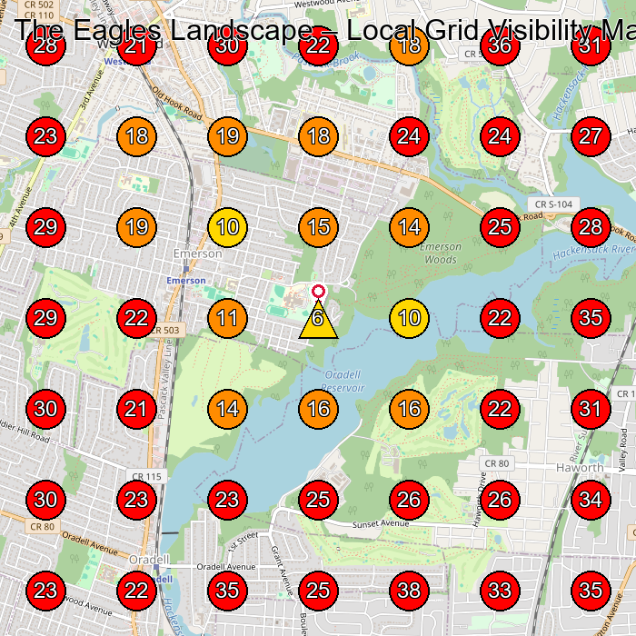 The Eagles Landscape GeoGrid visibility map for Landscaper in Hillsdale