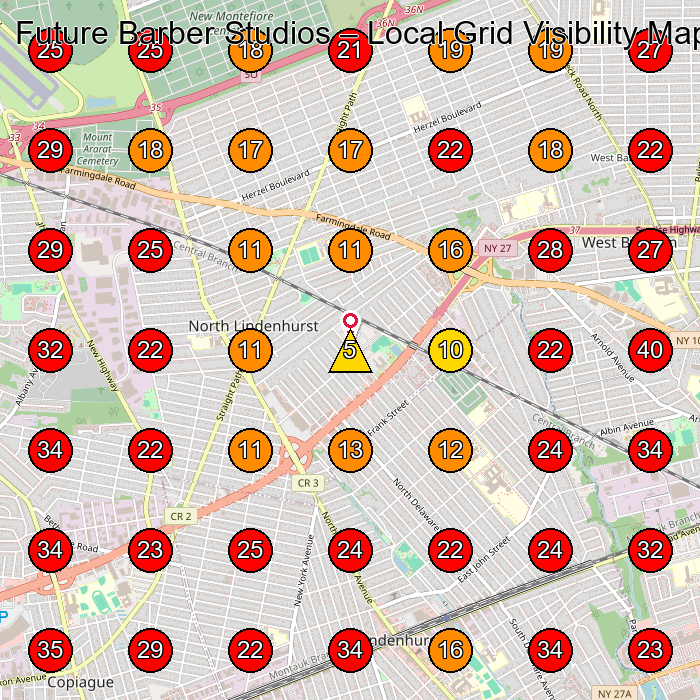 Future Barber Studios GeoGrid visibility map for Barber Shop in Lindenhurst