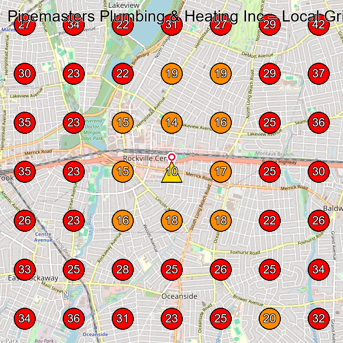 Pipemasters Plumbing & Heating Inc GeoGrid visibility map for Plumber in Oceanside