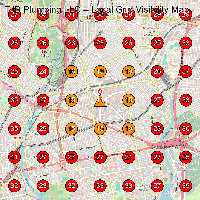 TJB Plumbing LLC GeoGrid visibility map for Plumber in Bronx