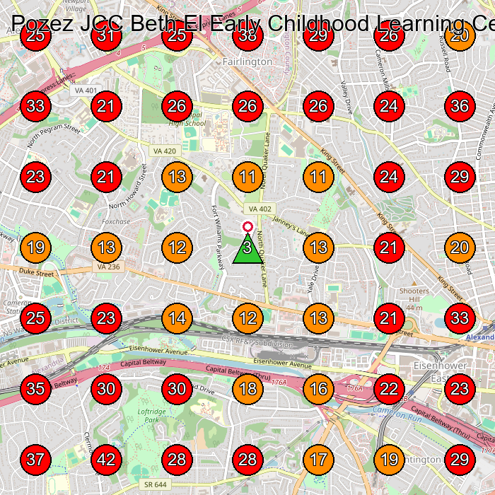 Pozez JCC Beth El Early Childhood Learning Center GeoGrid visibility map for Appliance Repair Service in Falls Church