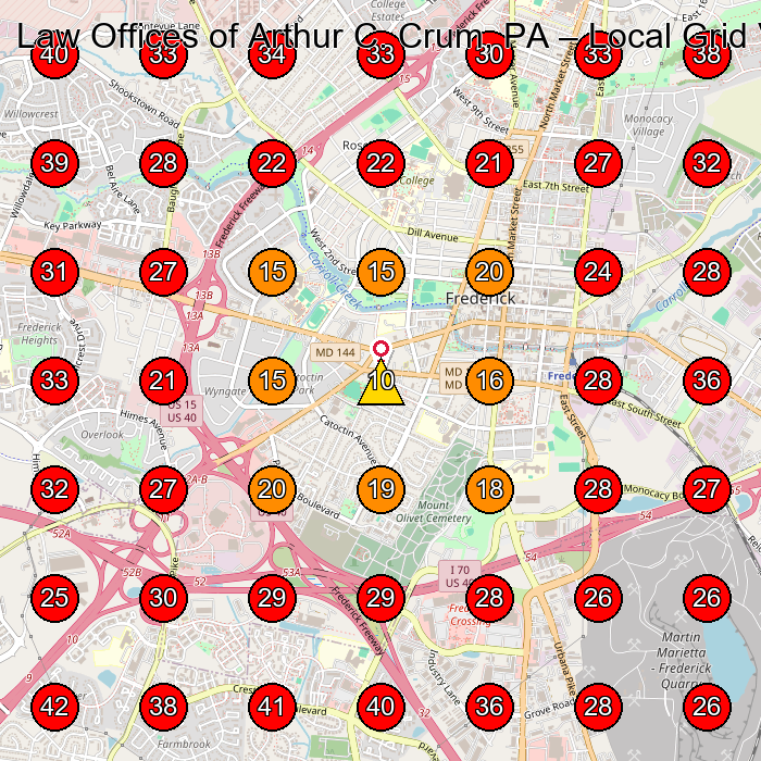 Law Offices of Arthur C. Crum, PA GeoGrid visibility map for Landscape Architect in Ijamsville