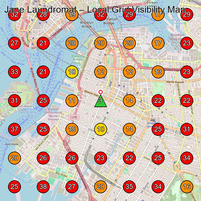 Jane Laundromat GeoGrid visibility map for Laundry in Brooklyn