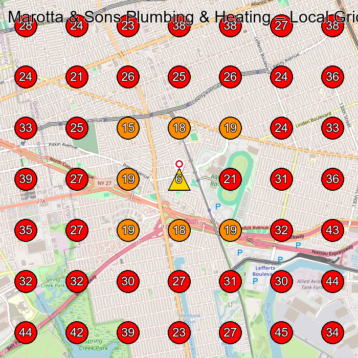 Marotta & Sons Plumbing & Heating GeoGrid visibility map for Heating Contractor in Jamaica
