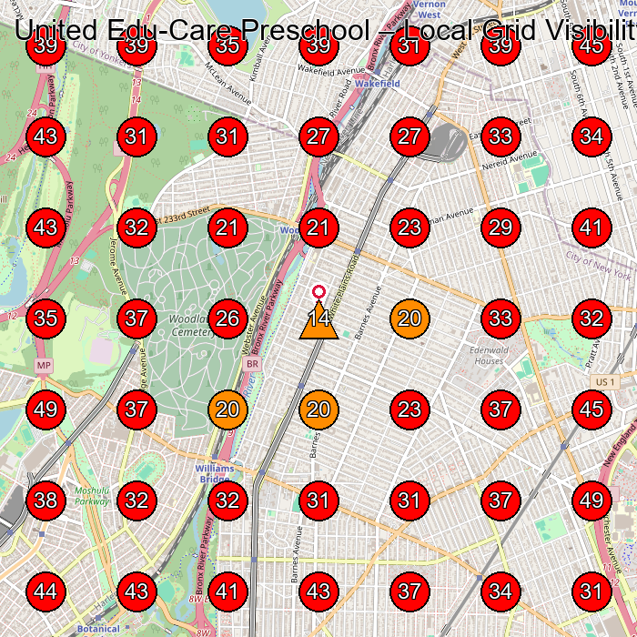 United Edu-Care Preschool GeoGrid visibility map for Preschool in Bronx