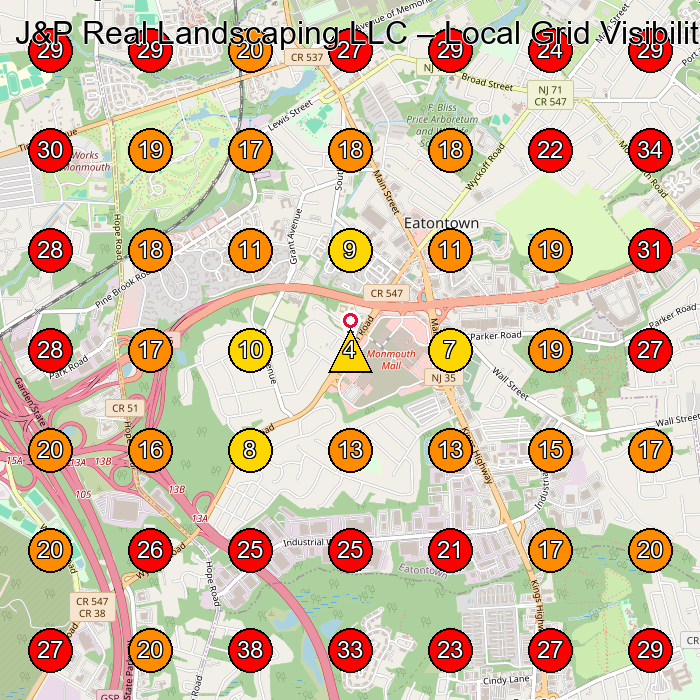 J&P Real Landscaping LLC GeoGrid visibility map for Flooring Store in Eatontown