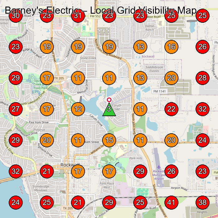 Barney's Electric GeoGrid visibility map for Landscaper in None