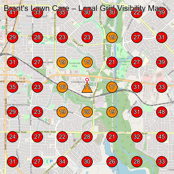 Brant's Lawn Care GeoGrid visibility map for Landscaper in None