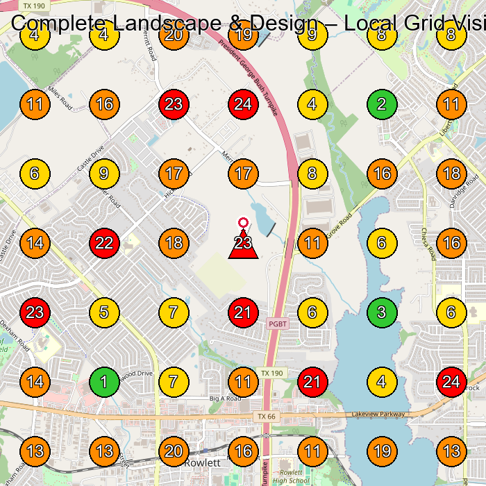 Complete Landscape & Design Landscaper GeoGrid ranking map for None