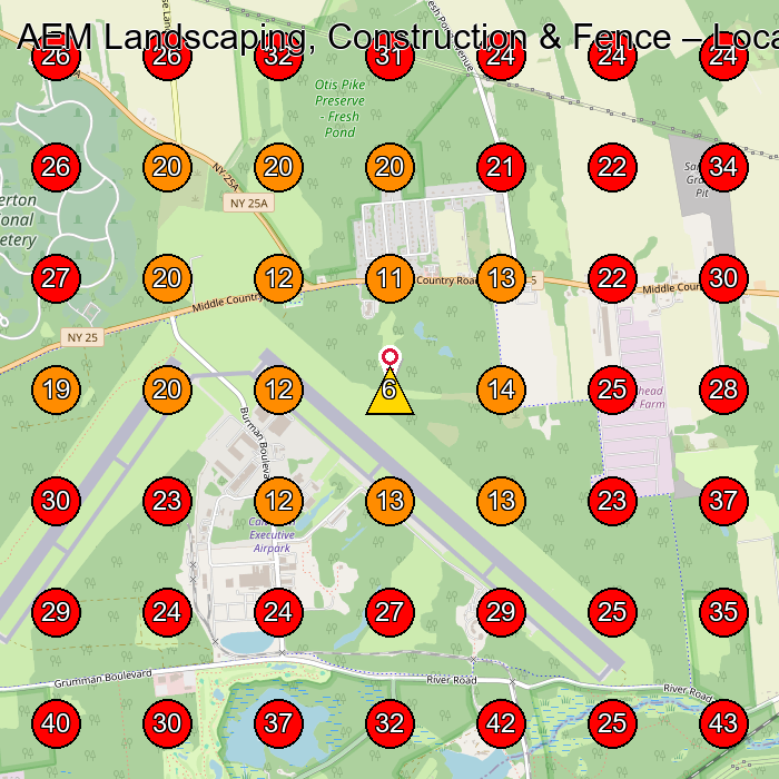 AEM Landscaping, Construction & Fence GeoGrid visibility map for Landscaper in None