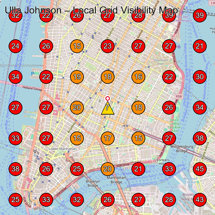 Ulla Johnson GeoGrid visibility map for Boutique in New York
