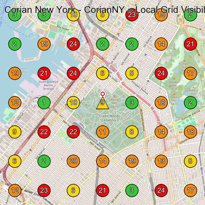 Corian New York - CorianNY Carpenter GeoGrid ranking map for Brooklyn NY