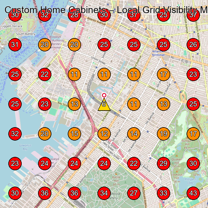 Custom Home Cabinets GeoGrid visibility map for Carpenter in Brooklyn