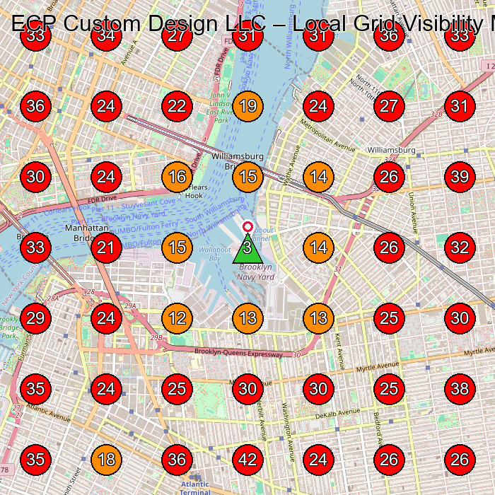 ECP Custom Design LLC GeoGrid visibility map for Carpenter in Brooklyn