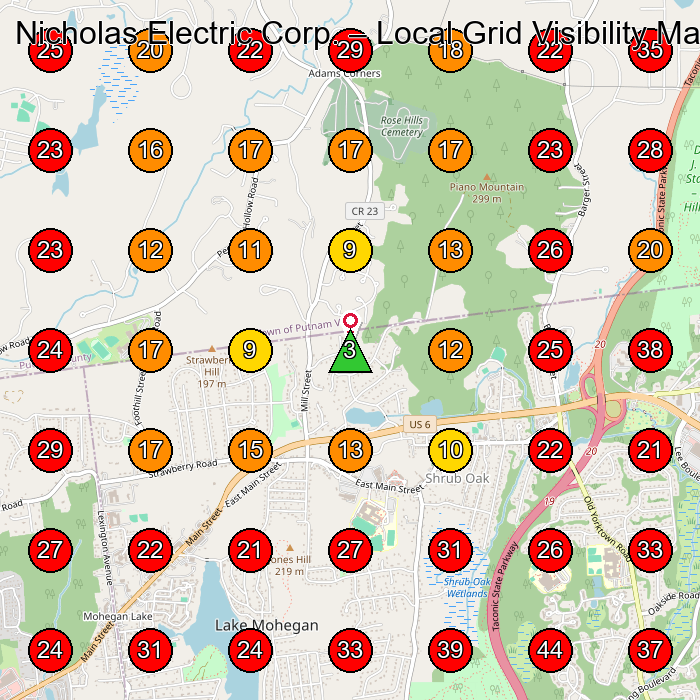 Nicholas Electric Corp. GeoGrid visibility map for Electrician in Mahopac