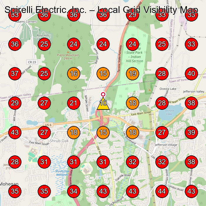 Spirelli Electric, Inc. GeoGrid visibility map for Electrician in Mahopac