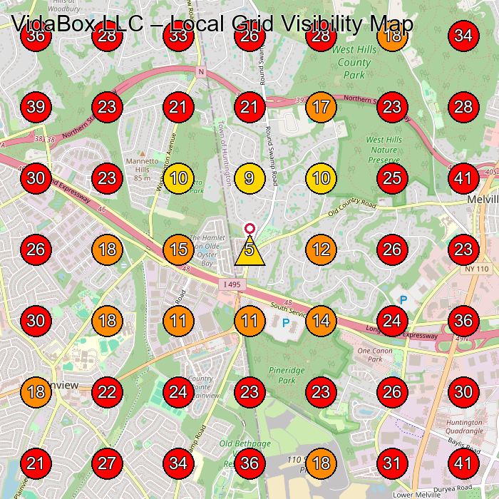VidaBox LLC GeoGrid visibility map for Manufacturer in Plainview