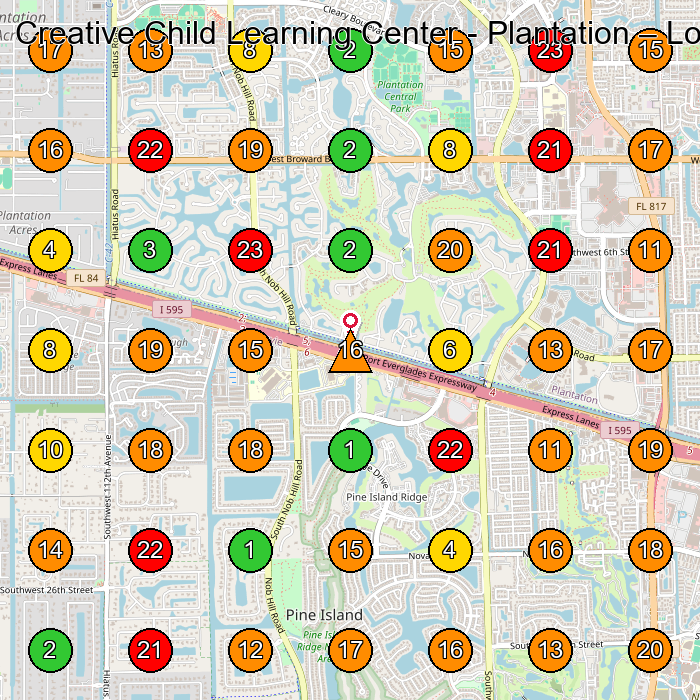 Creative Child Learning Center - Plantation Preschool GeoGrid ranking map for Davie FL