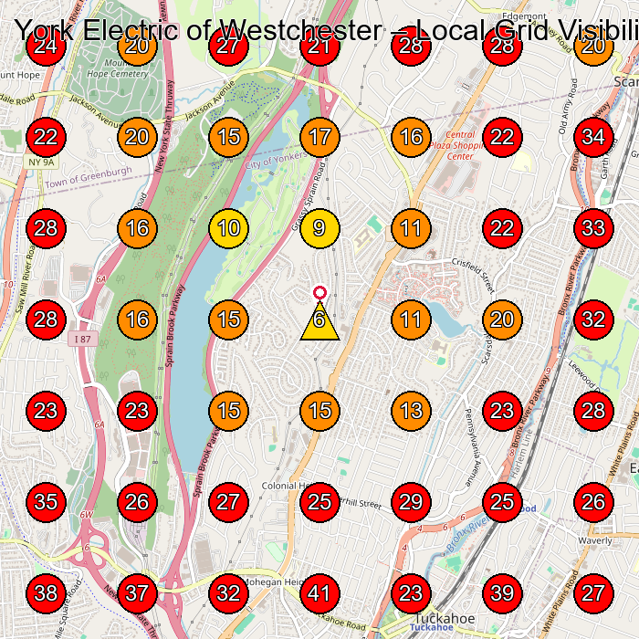 York Electric of Westchester GeoGrid visibility map for Electrician in Tuckahoe