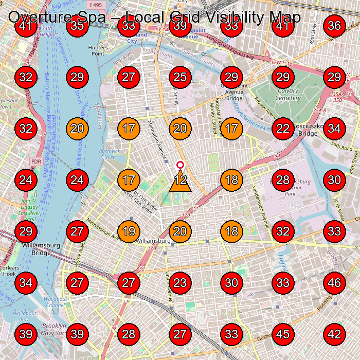 Overture Spa GeoGrid visibility map for Spa in Brooklyn