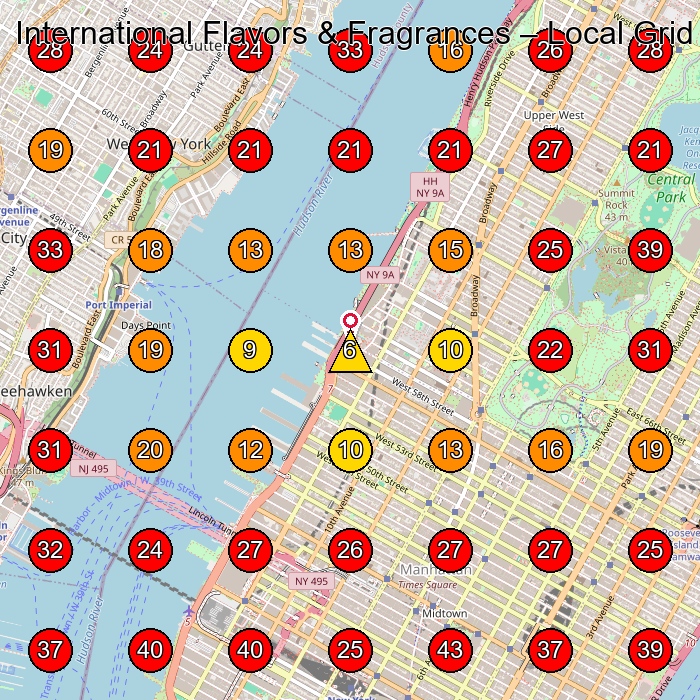 International Flavors & Fragrances GeoGrid visibility map for Manufacturer in North Bergen