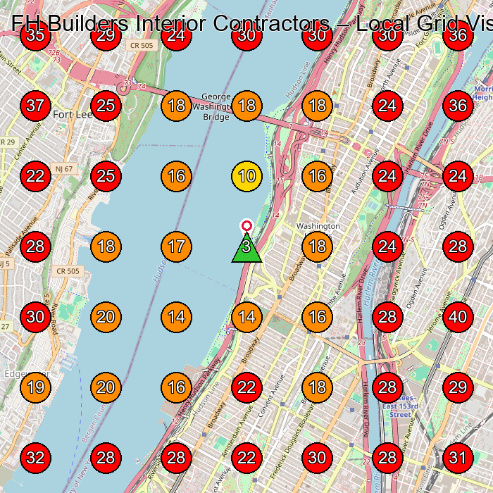 FH Builders Interior Contractors GeoGrid visibility map for General Contractor in New York
