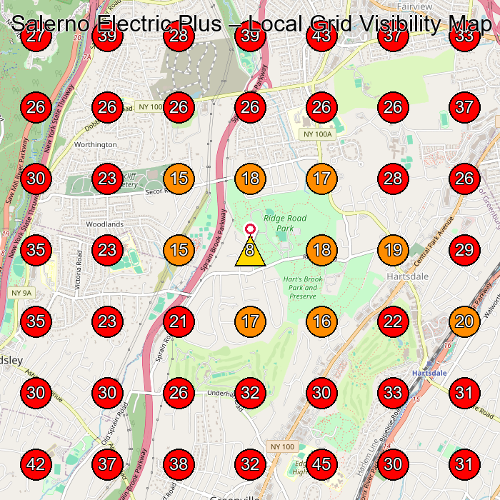 Salerno Electric Plus GeoGrid visibility map for Electrician in Elmsford