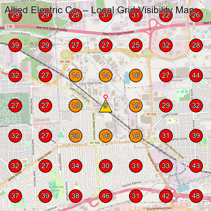 Allied Electric Co. GeoGrid visibility map for Electrician in None