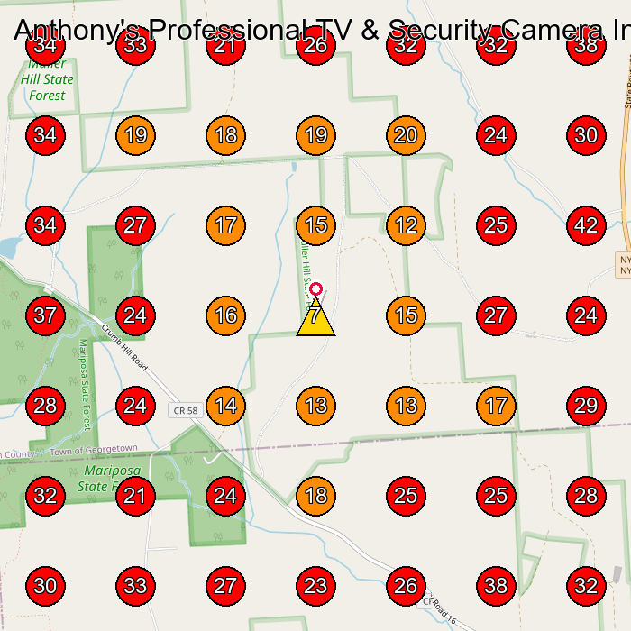Anthony's Professional TV & Security Camera Installations GeoGrid visibility map for Electrician in None