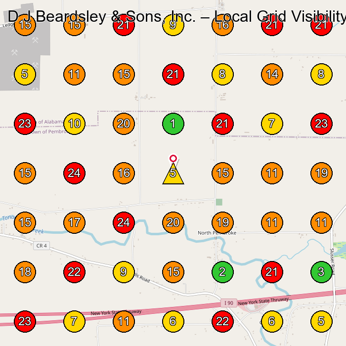 D J Beardsley & Sons, Inc. Electrician GeoGrid ranking map for None