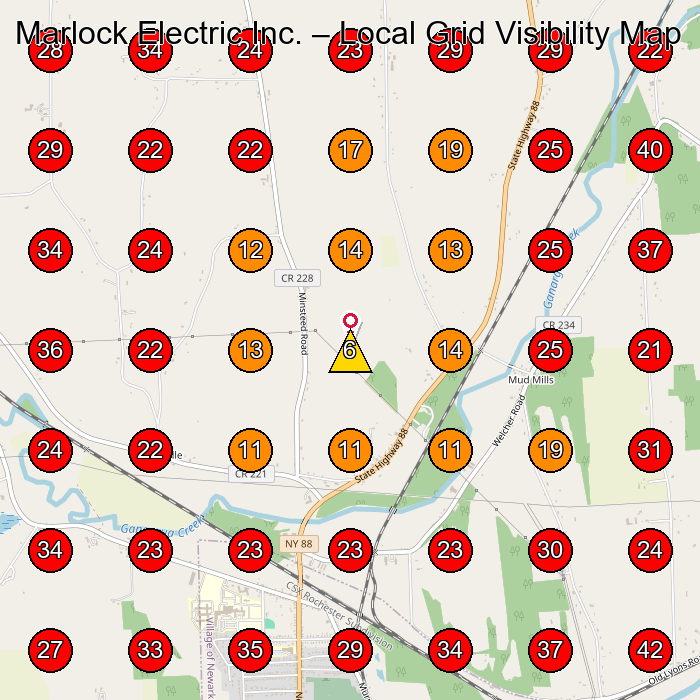 Marlock Electric Inc. GeoGrid visibility map for Electrician in None