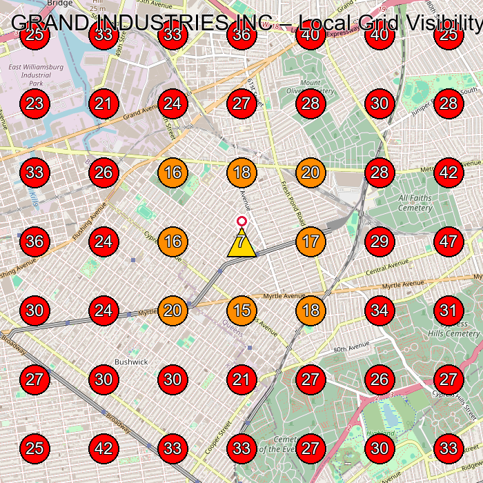 GRAND INDUSTRIES INC GeoGrid visibility map for Cabinet Maker in Brooklyn