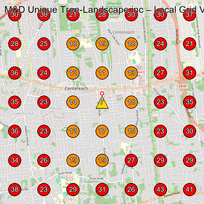 M&D Unique Tree-Landscape inc GeoGrid visibility map for Landscaper in Centereach