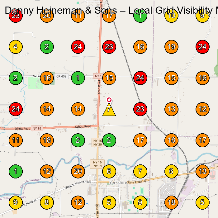 Danny Heineman & Sons Plumber GeoGrid ranking map for Sardinia NY