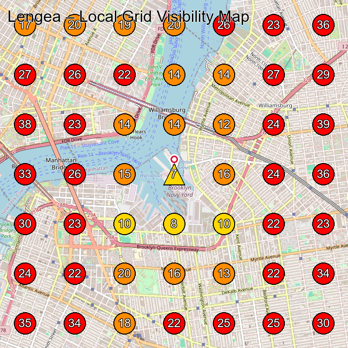 Lengea GeoGrid visibility map for Lawyer in Brooklyn
