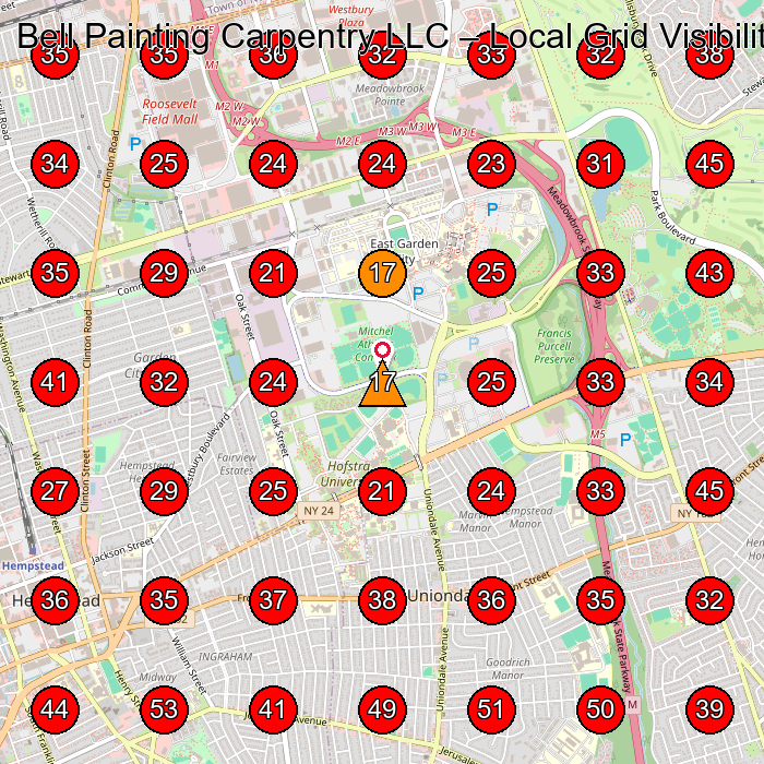 Bell Painting Carpentry LLC GeoGrid visibility map for Carpenter in None