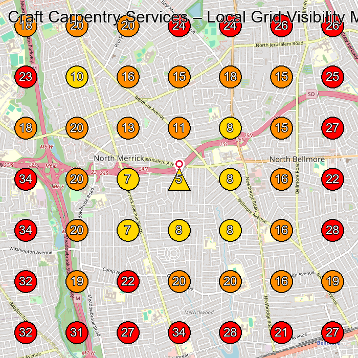 Craft Carpentry Services GeoGrid visibility map for Carpenter in None