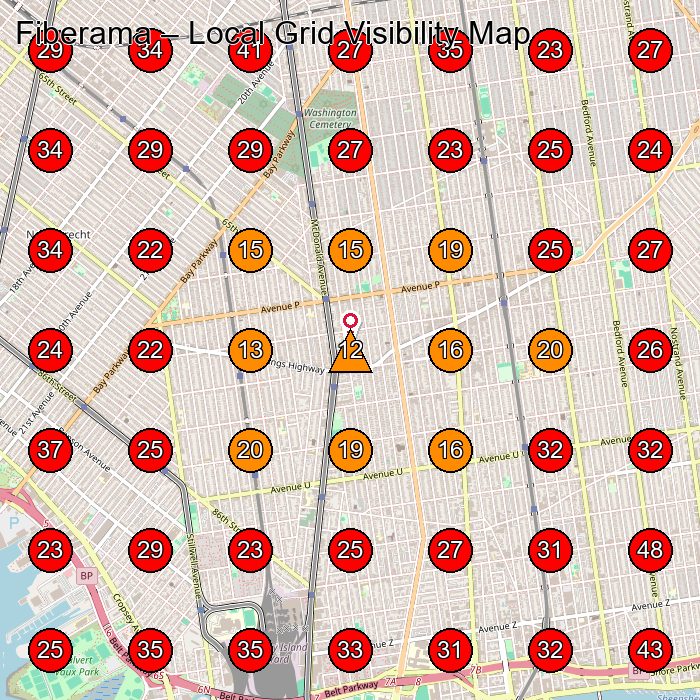 Fiberama GeoGrid visibility map for Manufacturer in Brooklyn