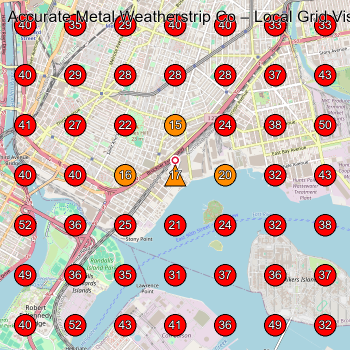 Accurate Metal Weatherstrip Co GeoGrid visibility map for Manufacturer in Bronx