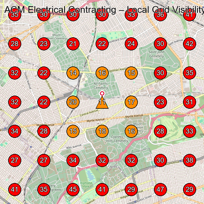 ACM Electrical Contracting GeoGrid visibility map for Electrician in Flushing
