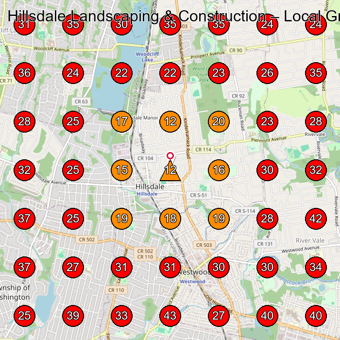 Hillsdale Landscaping & Construction GeoGrid visibility map for Landscaper in Emerson