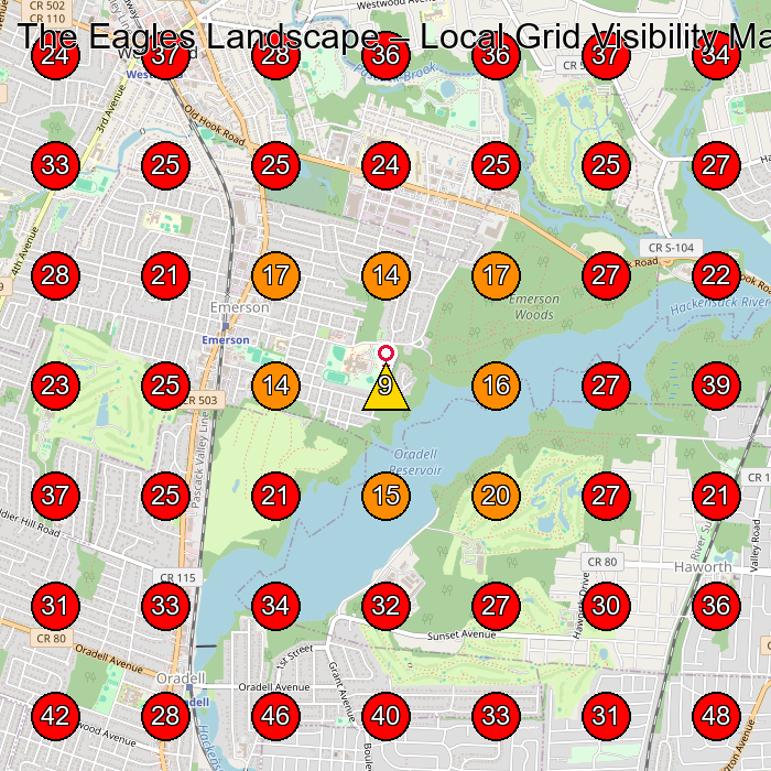 The Eagles Landscape GeoGrid visibility map for Landscaper in Emerson