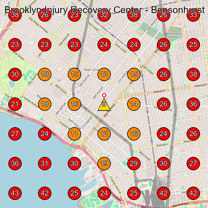 Brooklyn Injury Recovery Center - Bensonhurst Office GeoGrid visibility map for Physical Therapist in Brooklyn
