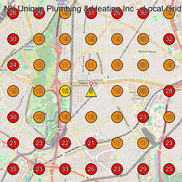 NY Unique Plumbing & Heating Inc GeoGrid visibility map for Plumber in Bronx