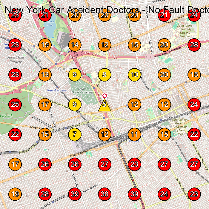 New York Car Accident Doctors - No Fault Doctors GeoGrid visibility map for Doctor in Great Neck