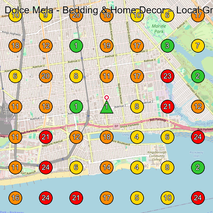 Dolce Mela - Bedding & Home Decor Manufacturer GeoGrid ranking map for Brooklyn NY