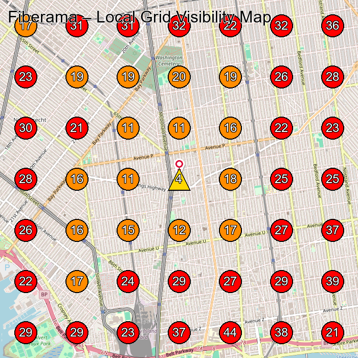 Fiberama GeoGrid visibility map for Manufacturer in Brooklyn